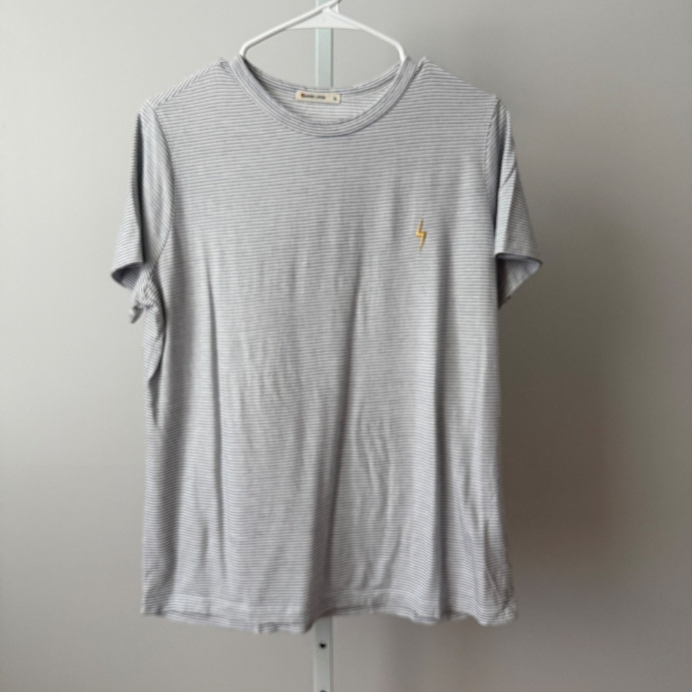Marine Layer XL Blue White Striped‎ T-Shirt Lightning Bolt Tee Preppy Casual